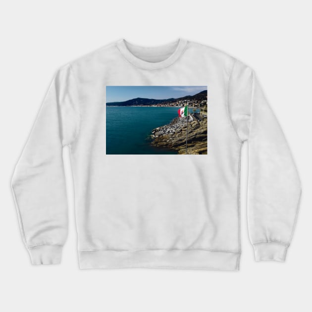 Liguria landscape photography beach and sea Crewneck Sweatshirt by marghe41